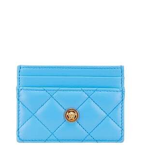 Versace Medusa Business Card Case, Blue Leather, Women's
